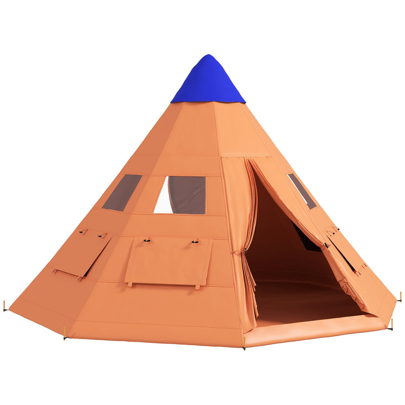 6 Men Tipi Tent With Carry Bag - Orange - AMOCART7c34f5b7f31a3b12860f266e209d8bd1