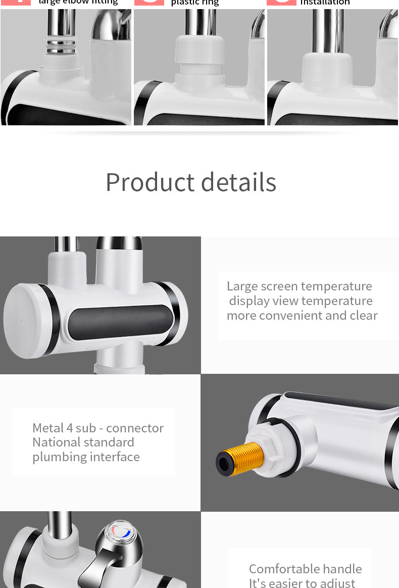 Kitchen Electric Water Tap Water Heater Temperature Display Cold Heating Faucet Hot Water Faucet Heater - AMOCART5bd8c6c37cf41c179d9b26f0abc0026a
