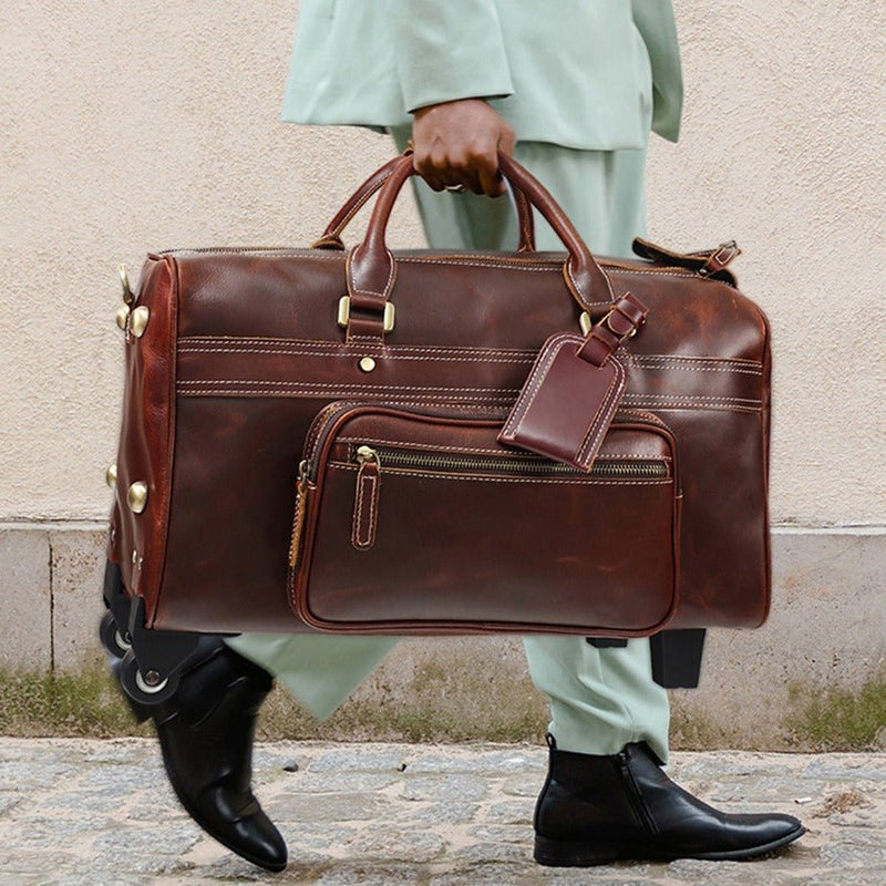Leather Retro Portable Travel Bag For Men - AMOCART261236393e3e2b86bcc70598e3e1a836