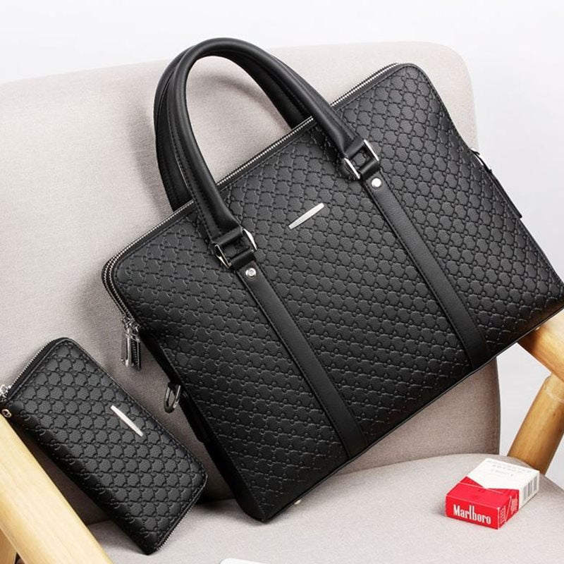 Men bag handbag leather business briefcase embossed letters - AMOCARTa2515cd324488f978b9f3a58f3fd43b2