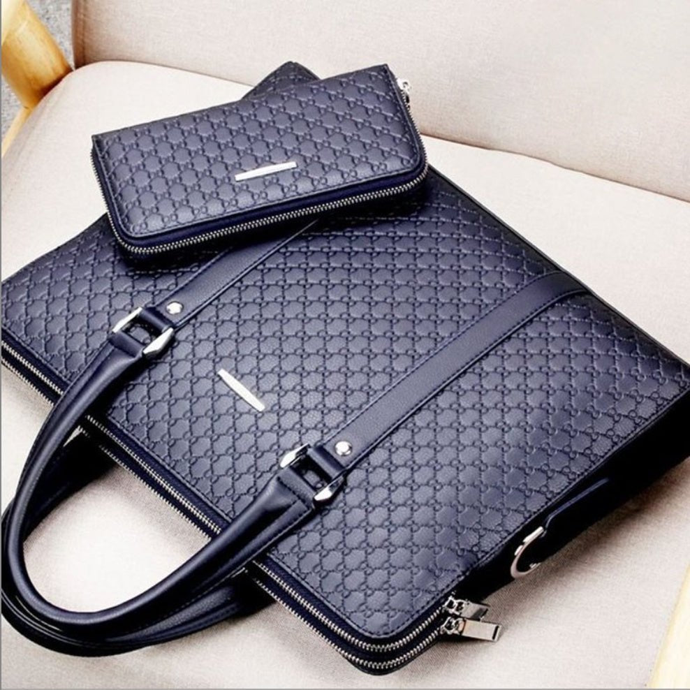 Men bag handbag leather business briefcase embossed letters - AMOCART9fbb082384df6e769d0a950ff230e052