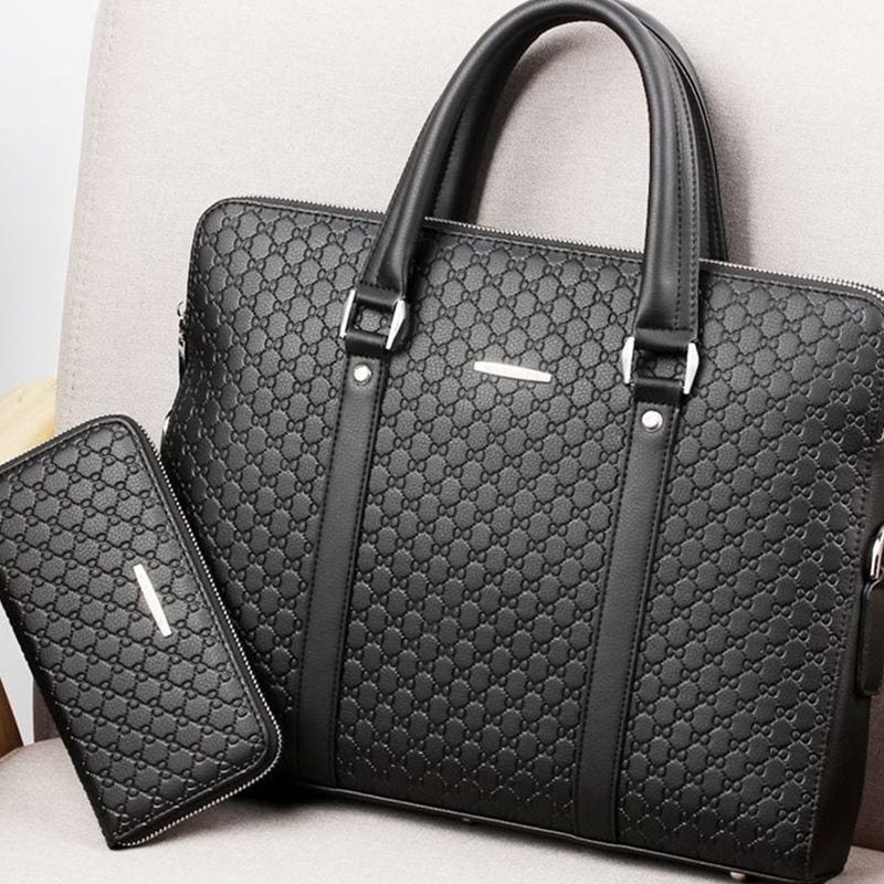 Men bag handbag leather business briefcase embossed letters - AMOCARTcd29e40d16895c3011cdb3c744a08321