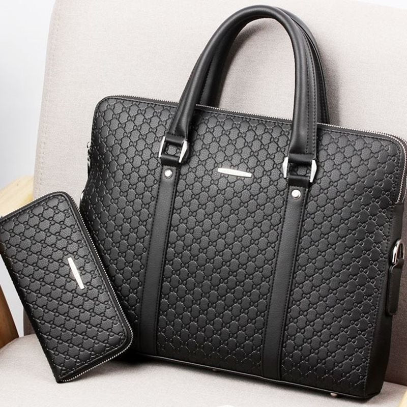 Men bag handbag leather business briefcase embossed letters - AMOCART52712e5a840d9a4fad02641c2bb2aa20