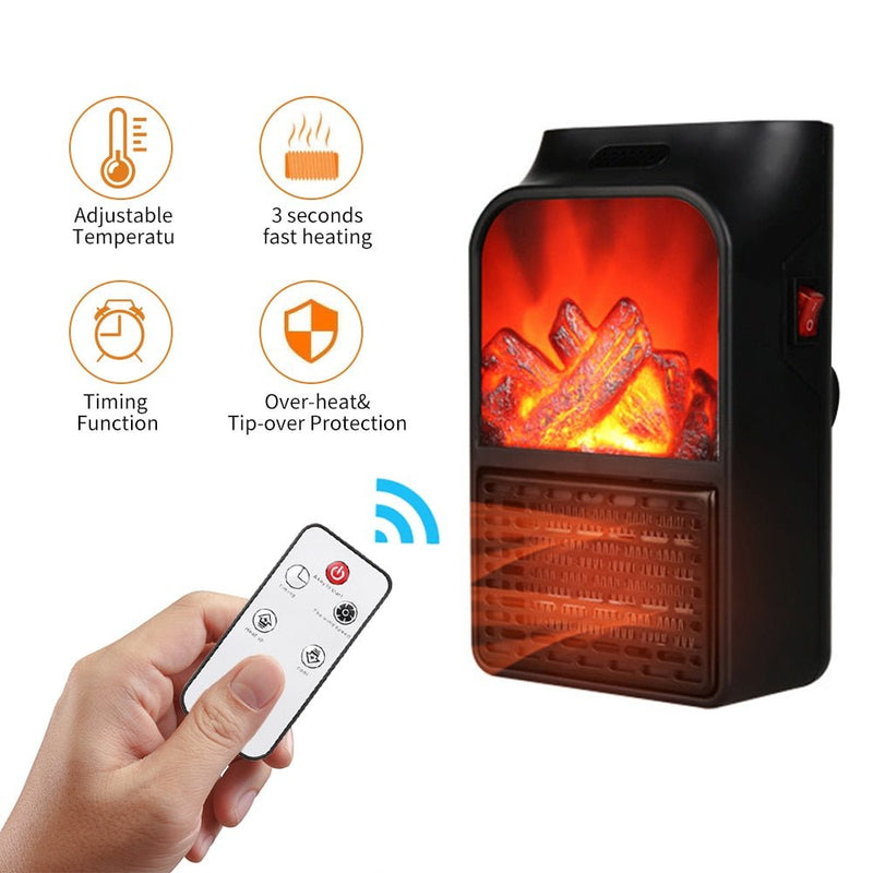 Mini Electric Fireplace Heater Electric Heater with Log Flame Effect Warm Air Heater Fanr 220V 50Hz - AMOCARTe53c392f85de67a9e330e8a35519fc0d