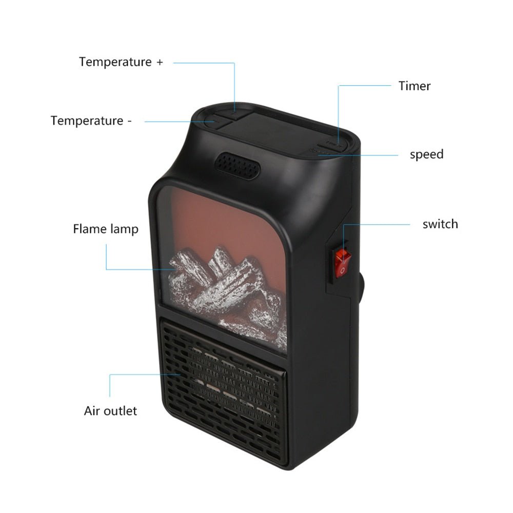 Mini Electric Fireplace Heater Electric Heater with Log Flame Effect Warm Air Heater Fanr 220V 50Hz - AMOCARTf5862d72e35cb407d4815214d50135d2