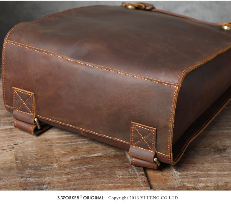 Personality Cowhide School Bag Leather Retro Men - AMOCART9e246f5b6de774719ccfc621b624f404